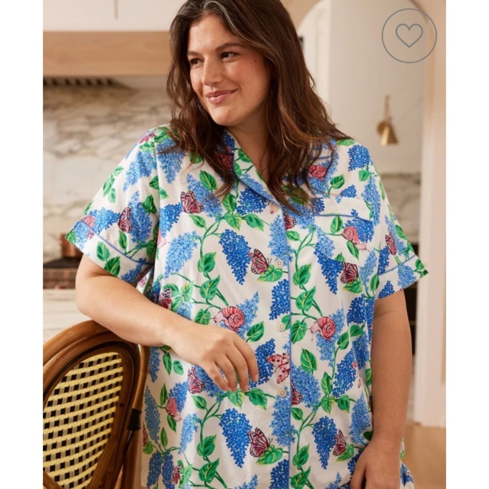 Printfresh Short Sleeve Shirt TOP ONLY Pajama Sleepwear Soft Lilac Snail 2X
